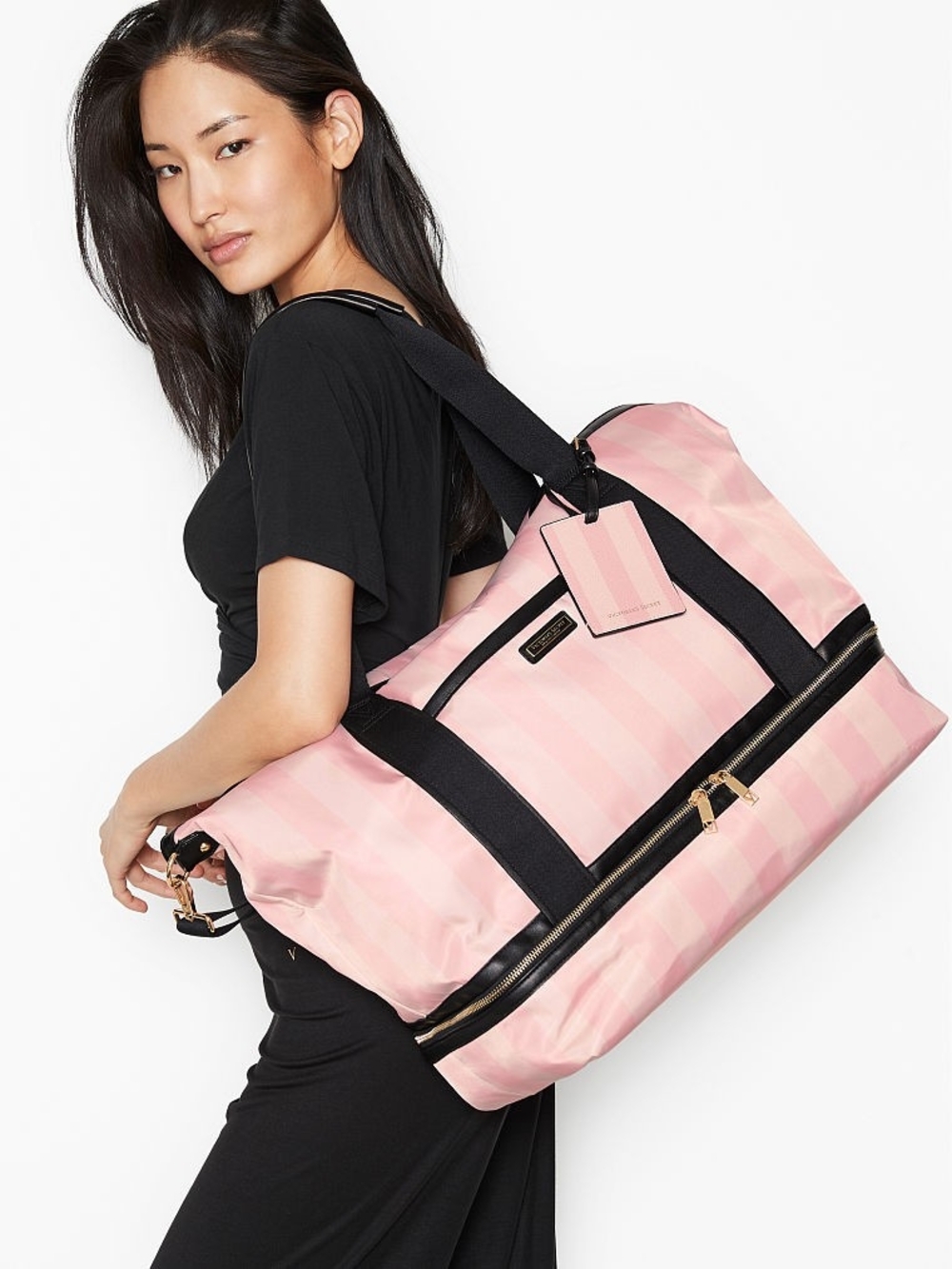 Victoria's Secret Pink Striped Travel Bag